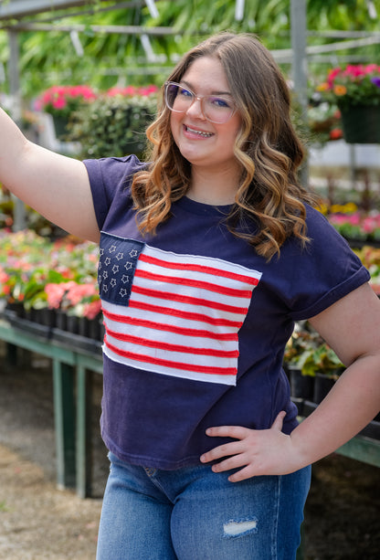 American Flag Patch Top