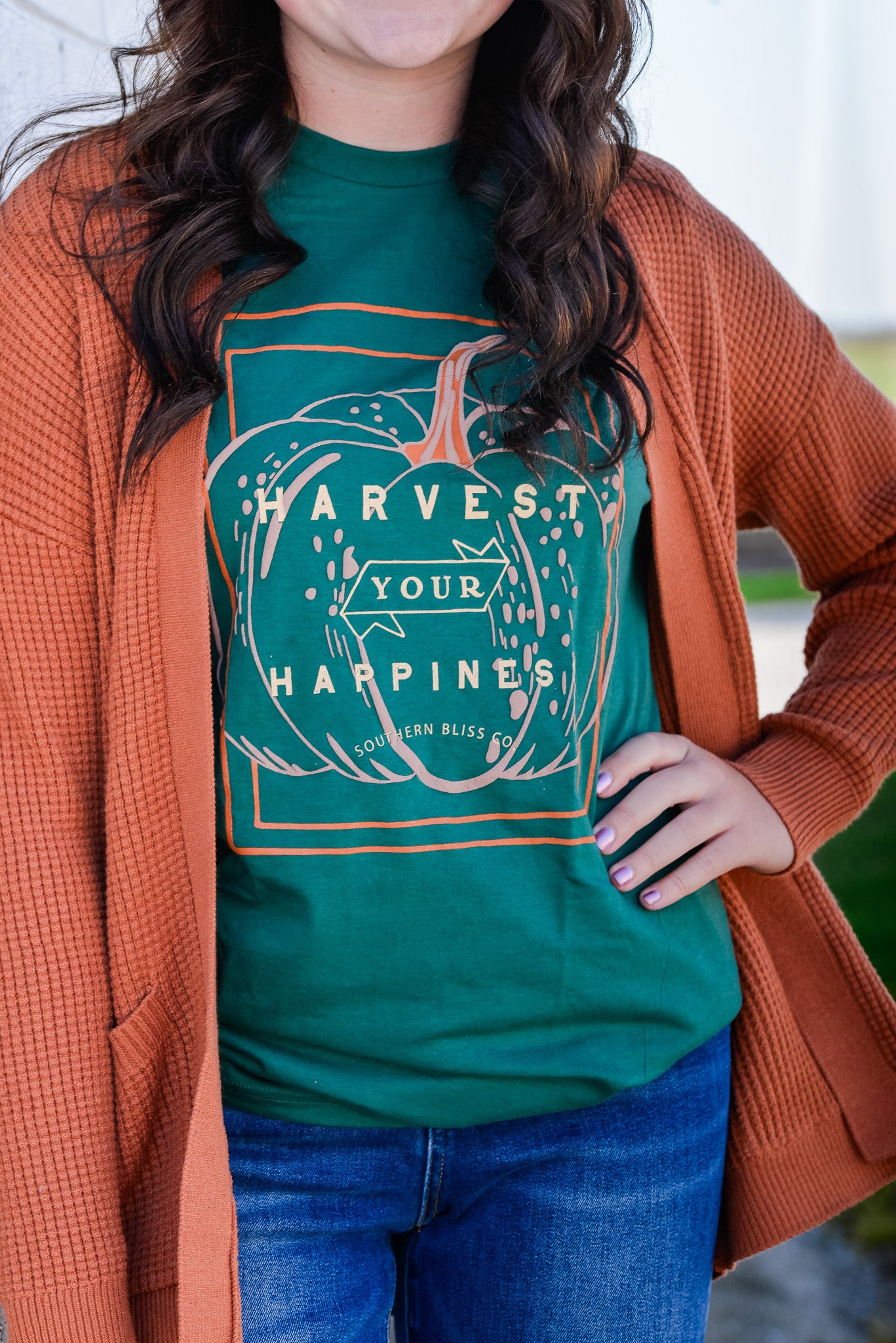 Harvest Your Happiness Solid Green Tee