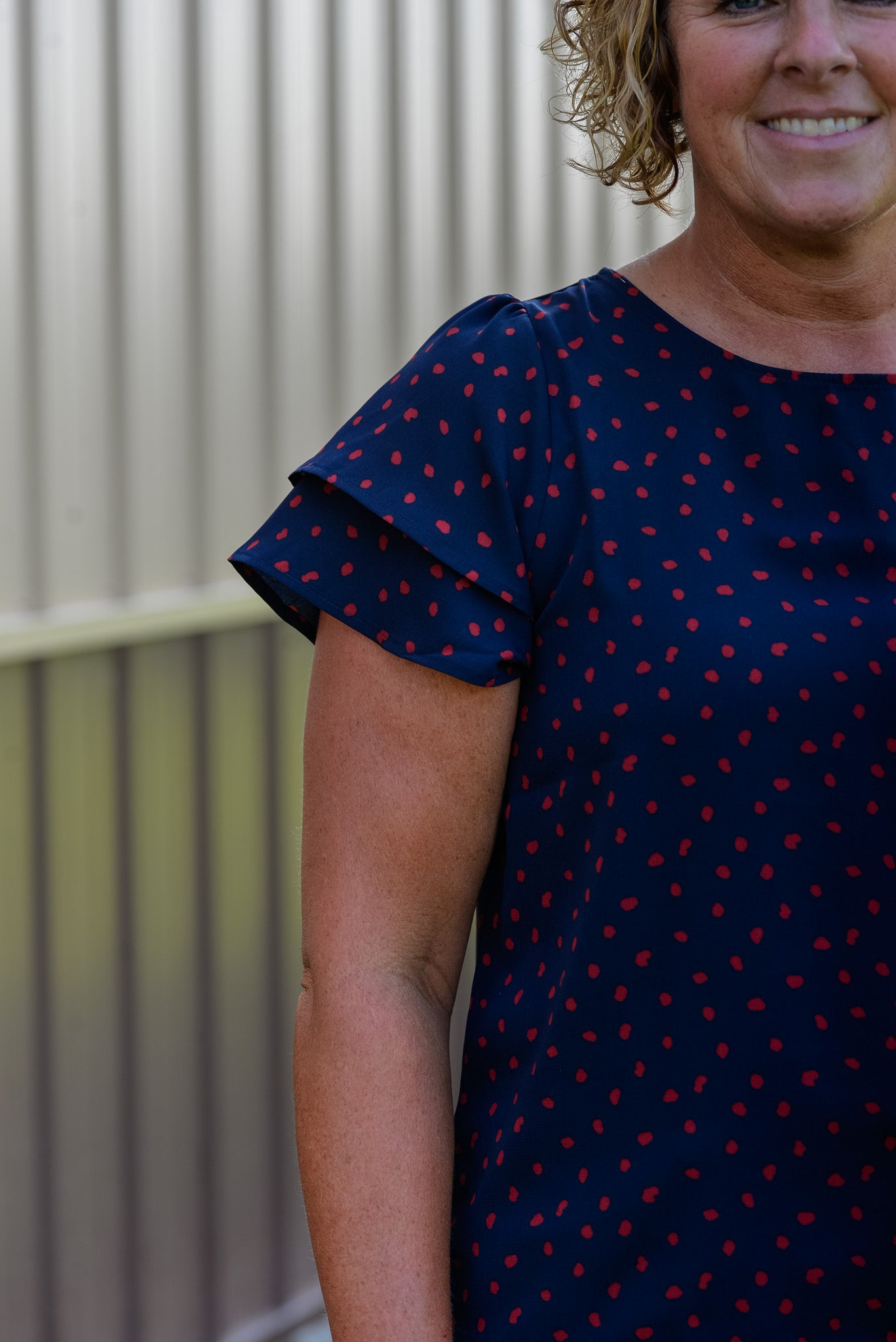 Double Ruffle Short Sleeve Crew Neck Top