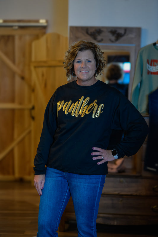 Panthers Metallic Gold Puff Sweatshirt