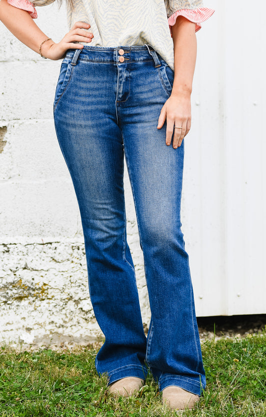 Double Button Down Flare Jeans 33"