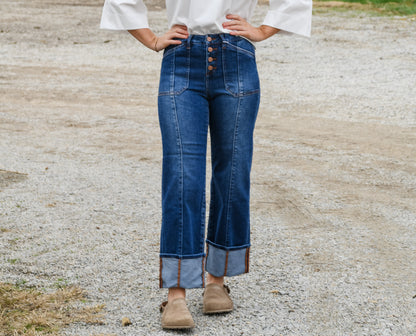 Honey Cropped Straight Cuff Denim