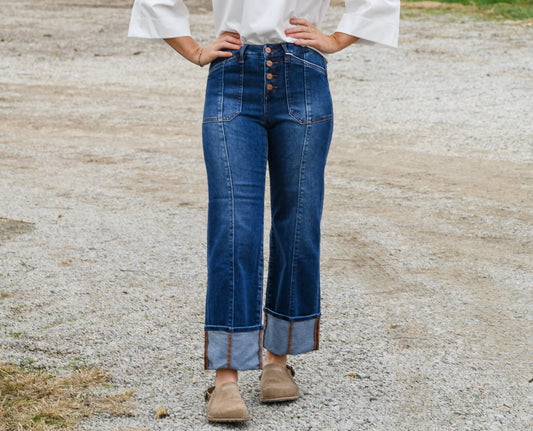 Honey Cropped Straight Cuff Denim