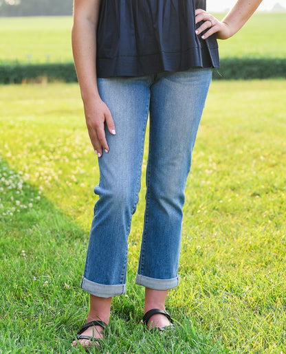 Mid Rise Double Cuffed Denim