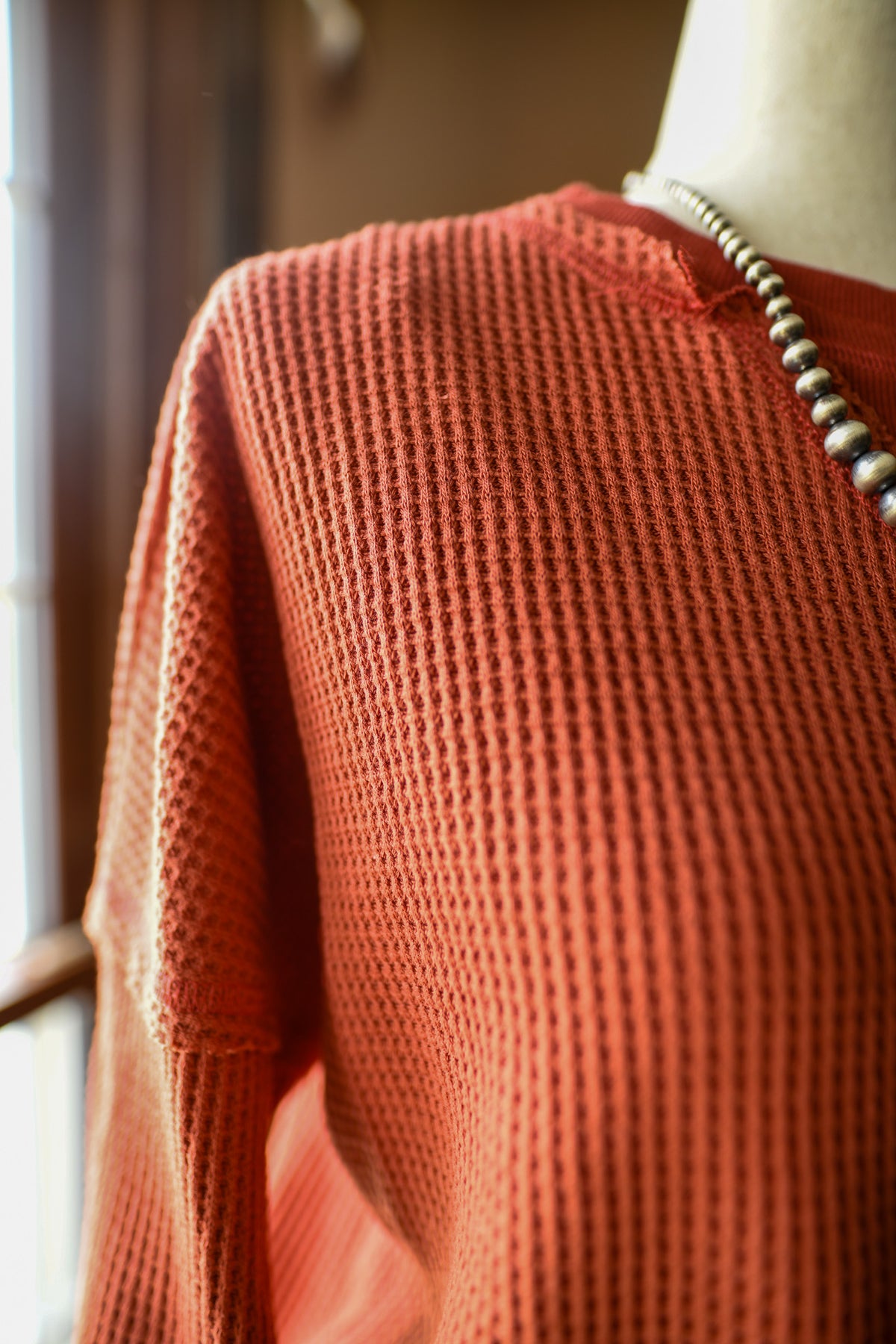 Light Rust Oversized Thermal Sweatshirt