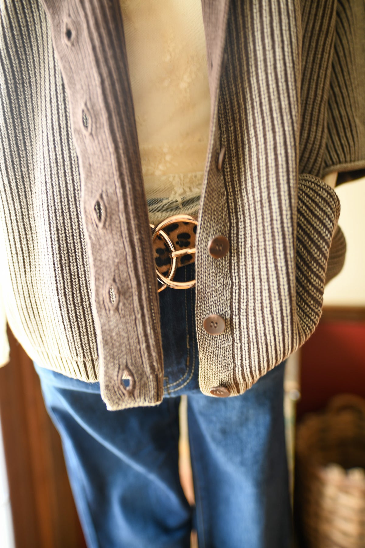 Washed Ribbed Short Sleeve Rolled Edge Cardigan