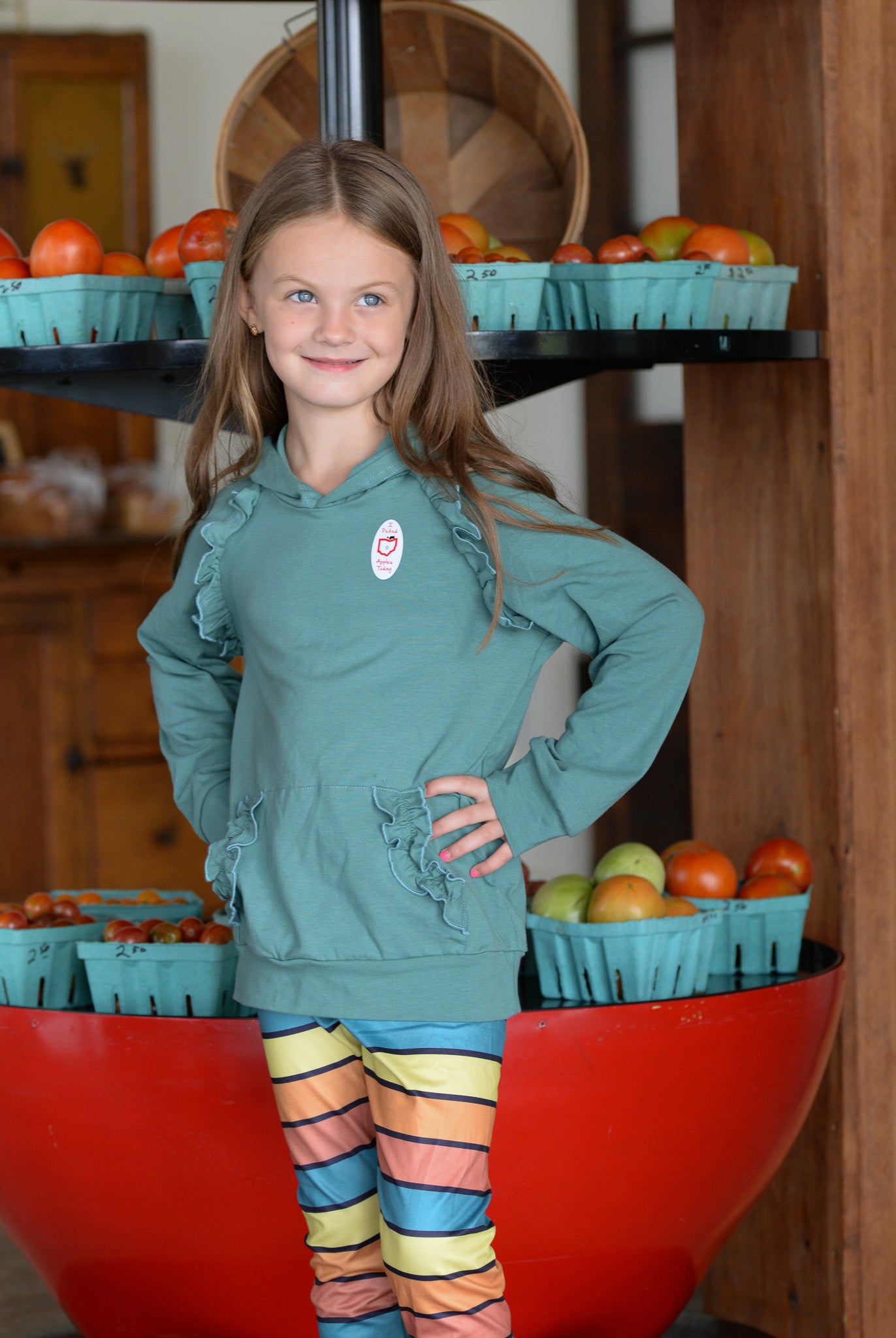 Girls Sage Ruffle Hoodie and Stripe Leggings Set