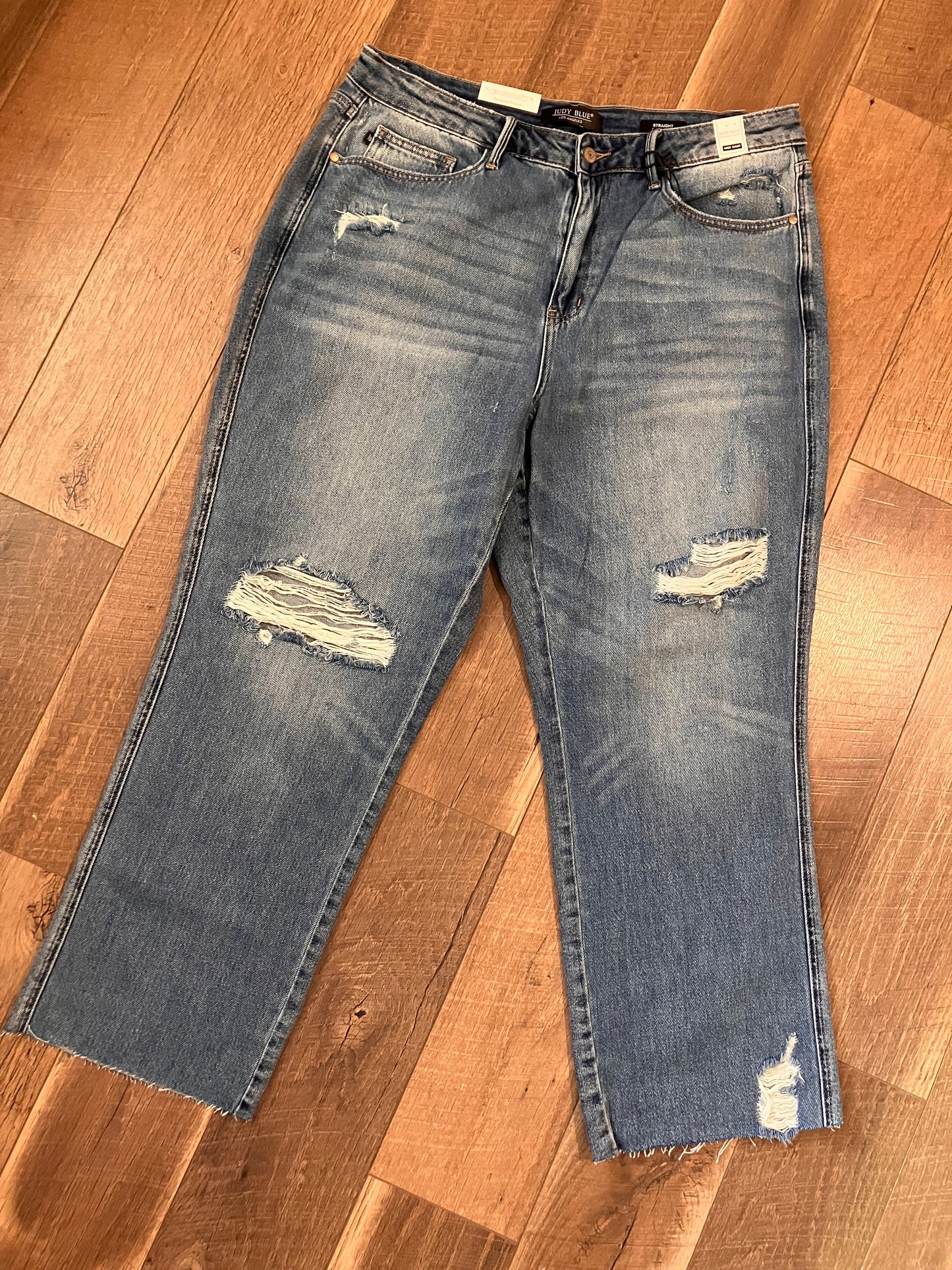 Judy Blue Rigid Magic Destroy Straight Denim Plus