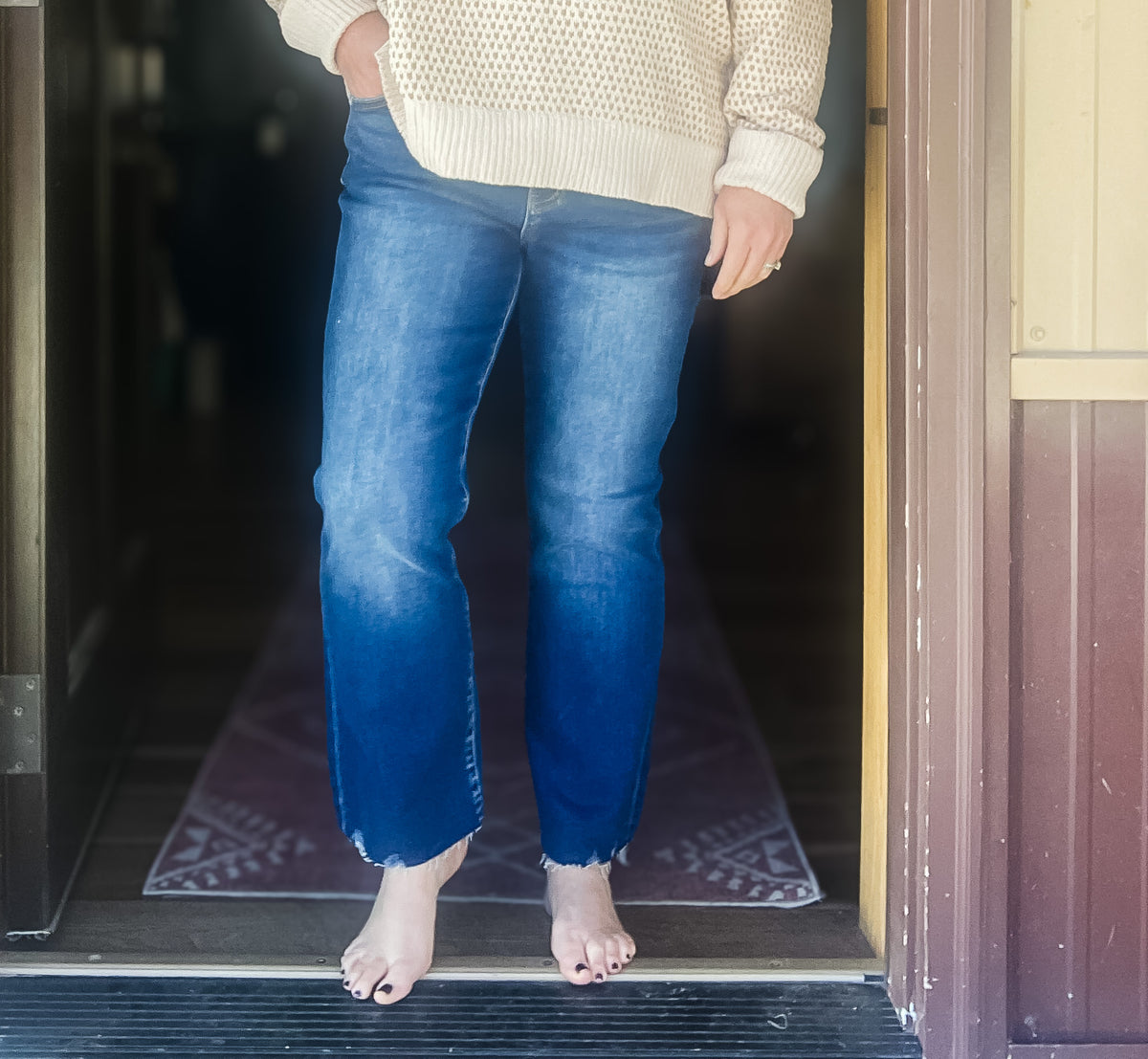 Mid Rise Dark Wash Bootcut Jeans 27.5" Inseam