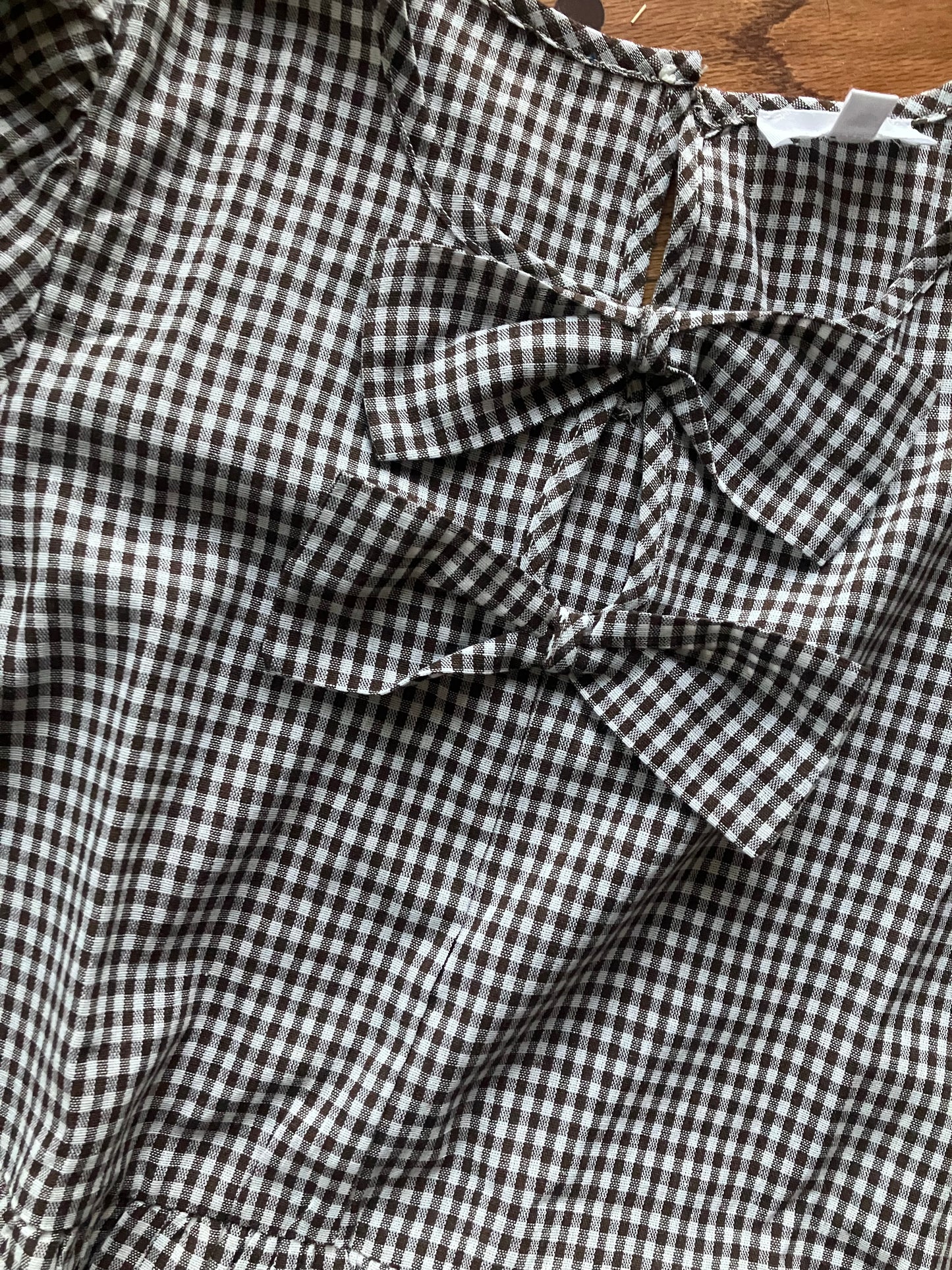 Gingham Check Front Bow Detail Mini Dress