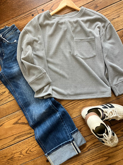 Oversized Long Sleeve Textured Knit Top