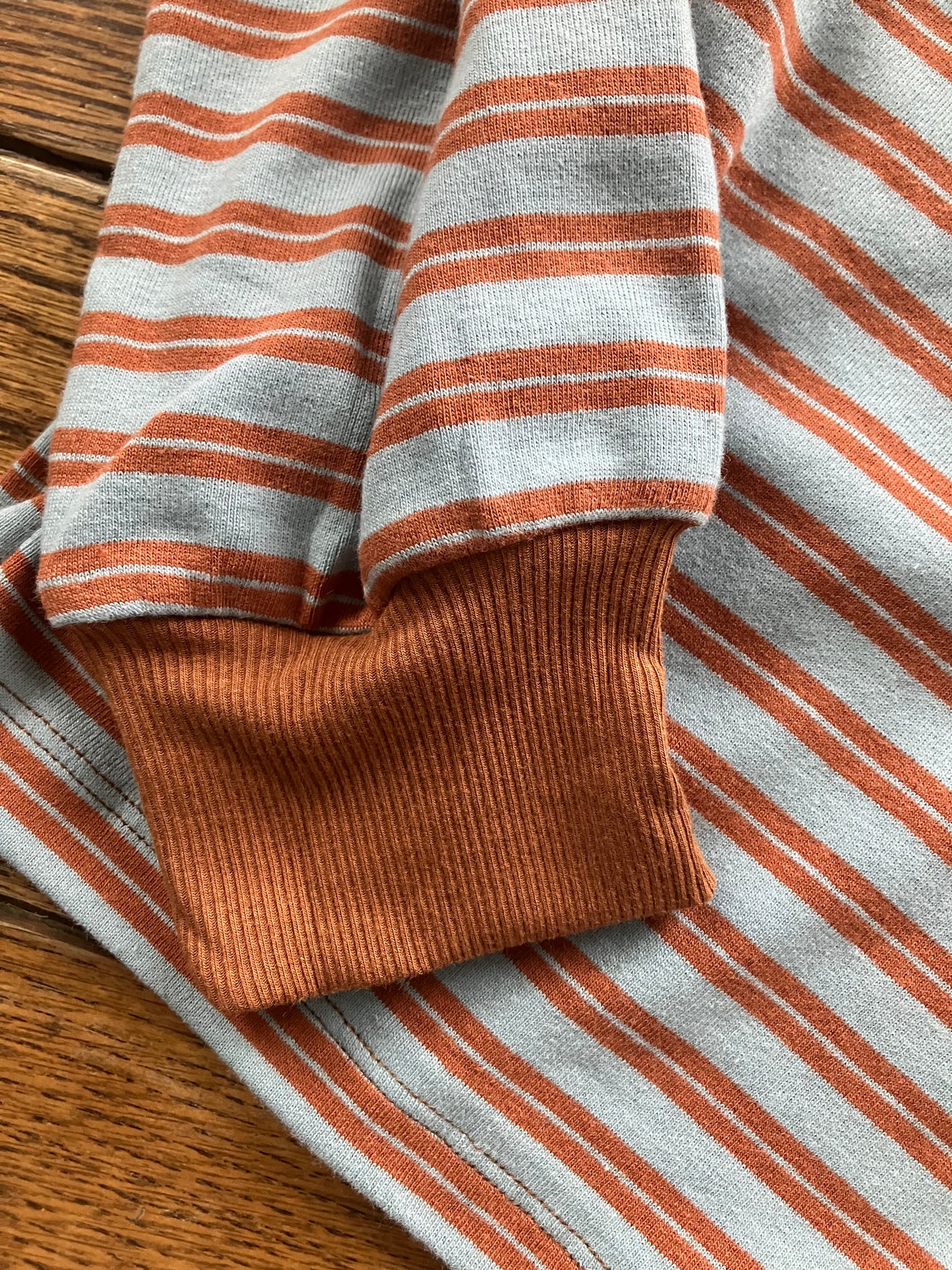 Color-Contrast Y-Neck Striped Cotton Top