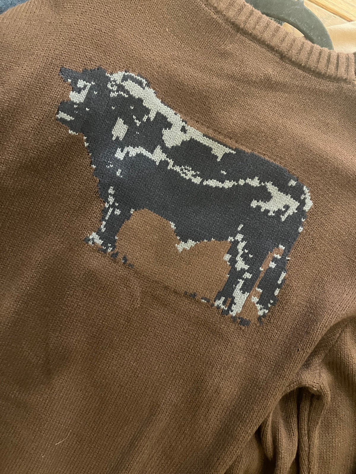 Cattle Babe Brown Angus Cardigan with Denim Pockets