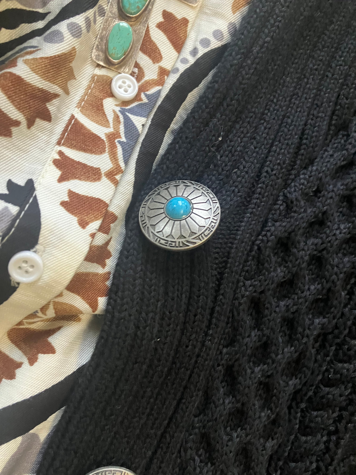 Rodgers Black Cable Knit Concho Cardigan