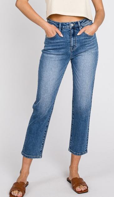 High Rise Comfort Crop Straight Denim