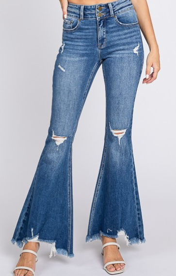 High Rise Destroyed Flare Petite Length