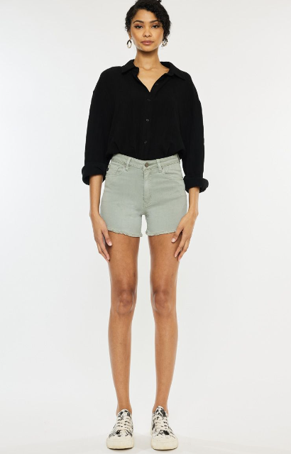 Kan Can Olive Frayed Shorts