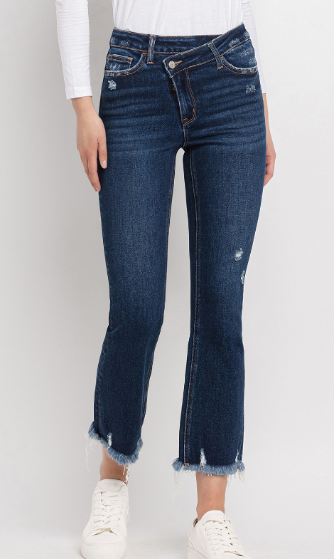 Riddle High Rise Criss Cross Kick Flare Denim