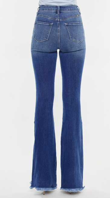 Kan Can Salina Frayed Hem Flare Jeans