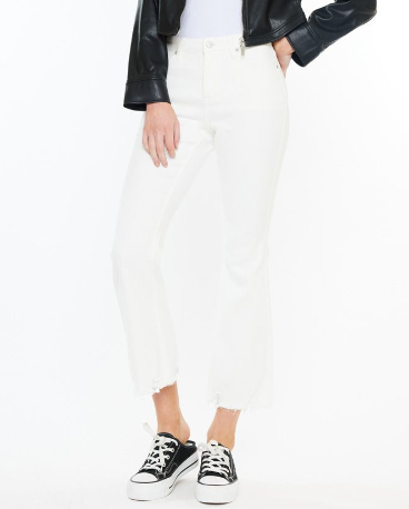 Kan Can High Rise Crop White Denim