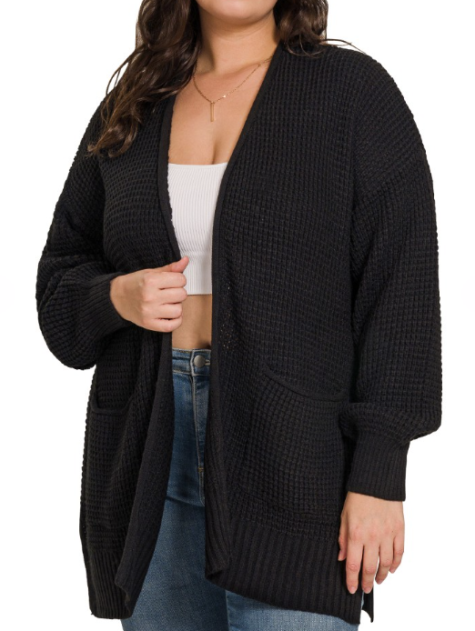 Waffle Knit Cardigan Plus