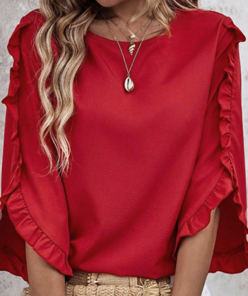 Fiery Red Frill Top