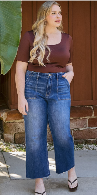 Fiona High Rise Crop Utility Jeans Plus