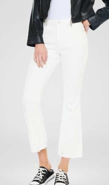 White Denim High RIse Crops