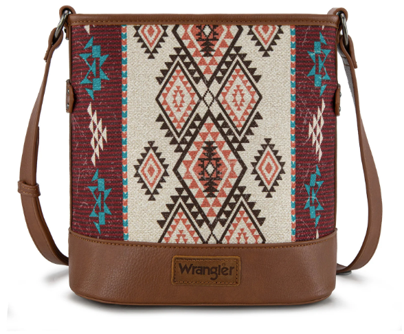 Wrangler Aztec Distressed Print Dual Sided Print Concealed Carry Crossbody