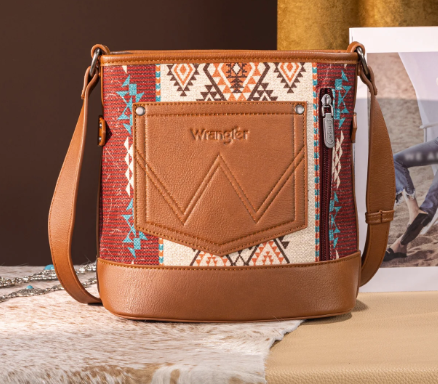 Wrangler Aztec Distressed Print Dual Sided Print Concealed Carry Crossbody