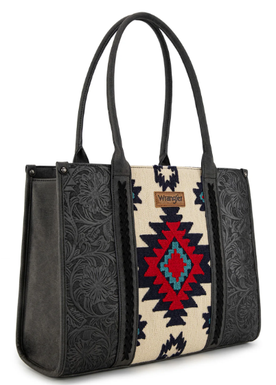 Wrangler Tooled Aztec Pattern Print Concealed Carry Large Tote