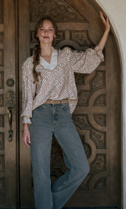 Boho-Inspired Leaf Print Top