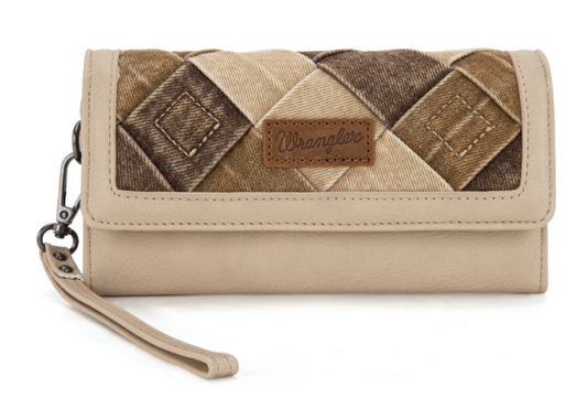 Wrangler Denim Woven Tri-Fold Wristlet/Wallet