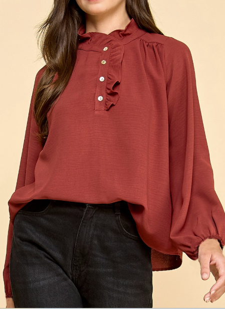 Ruffled Button Top