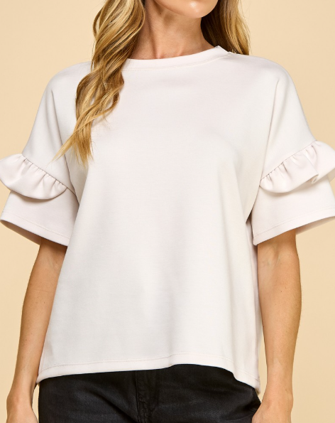 Double Ruffle Natual Top