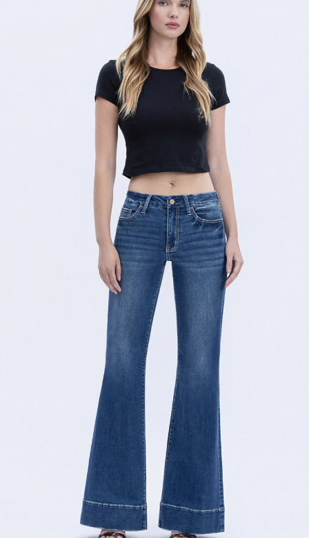 Seamless Waistband Trouser Hem Flares Inseam 33.5"