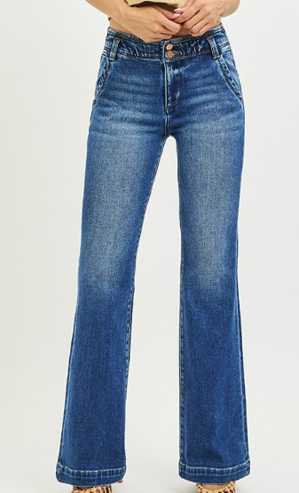 Double Button Down Flare Jeans 33"