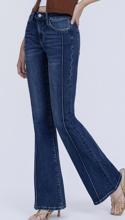 TINLEY high-rise dark wash flare jeans with comfort stretch by Farm Wife Threads