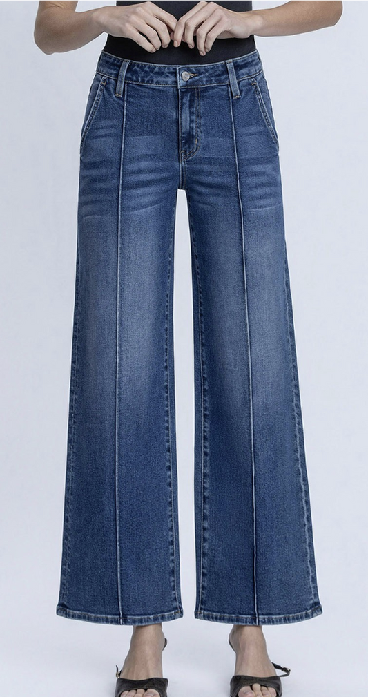 Wendy Pintuck Wide Leg Plus Size Denim 31" inseam
