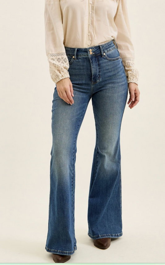 Judy Blue Double Button Flare 33" Inseam
