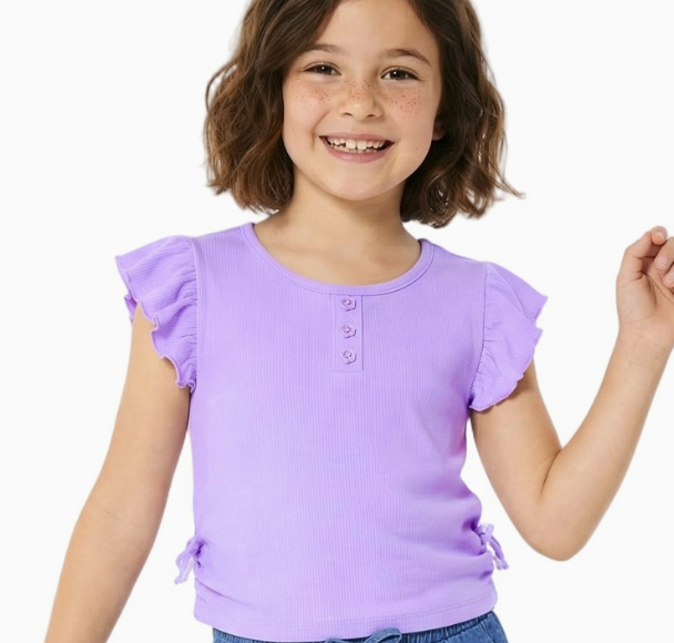 Girls Lavender Side Tie Top