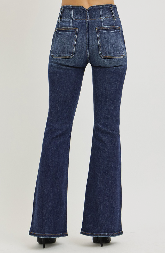 Flare Jeans with Seam Detail Waistband 32.5"inseam