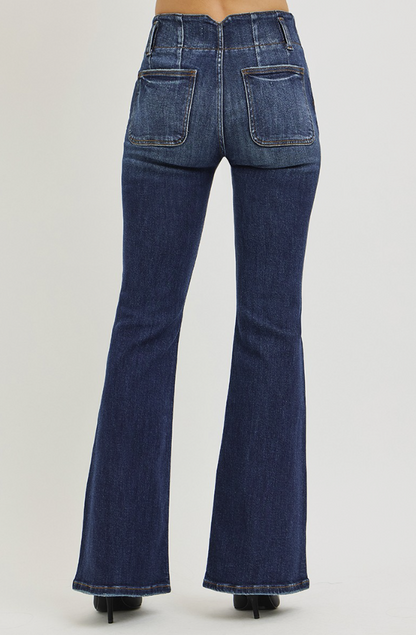 Flare Jeans with Seam Detail Waistband 32.5"inseam
