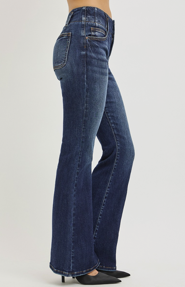 Flare Jeans with Seam Detail Waistband 32.5"inseam
