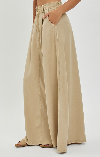 High Rise Full Length Latte Skirt