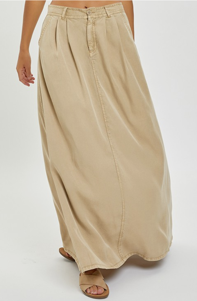 High Rise Full Length Latte Skirt