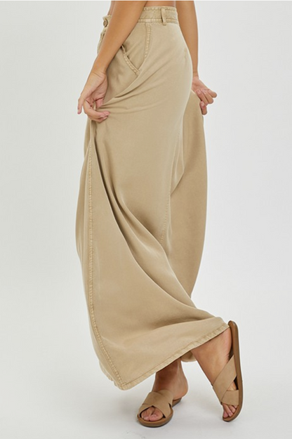 High Rise Full Length Latte Skirt
