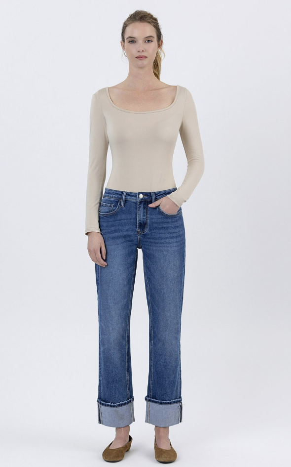 Cuffed Ankle Straight Jeans 28" inseam