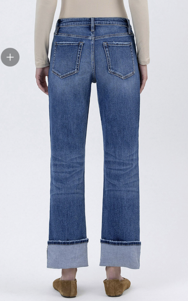 Cuffed Ankle Straight Jeans 28" inseam