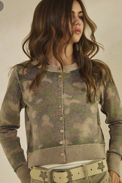 Camo Button-Down Cardigan